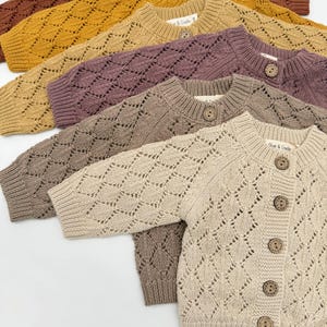 Diamond Knit Baby Sweater | Cotton cardigan ANNIE