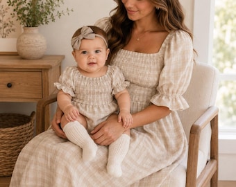 Gingham Plaid Dress Mama and daughter sizes | Puff sleeve Sienna