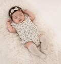 Baby Girl Cotton Floral VIOLETTA collar Romper | OPTION SETS| socks + Bow + Cardigan