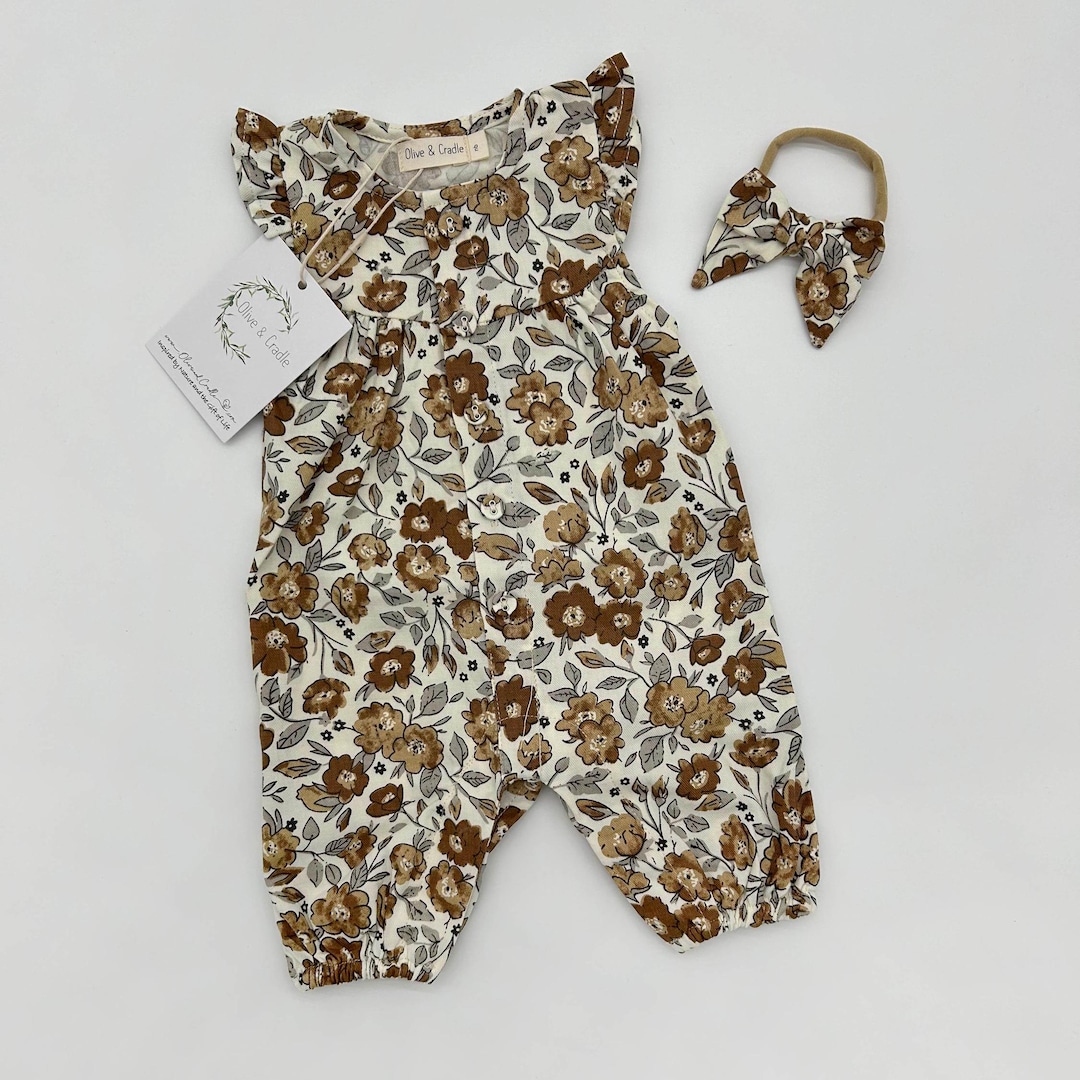 Baby Girl Flower Embroidered Quilted Hooded Romper