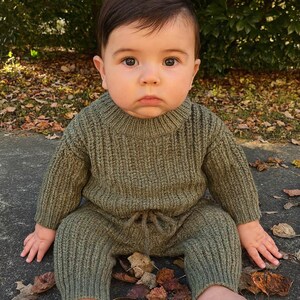 Baby Kids knitted outfit | Chunky Knit Sweater + Pants | 2pc SET image 7