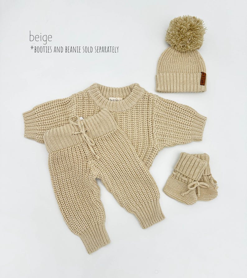 Baby Kids knitted outfit | Chunky Knit Sweater + Pants | 2pc SET image 6
