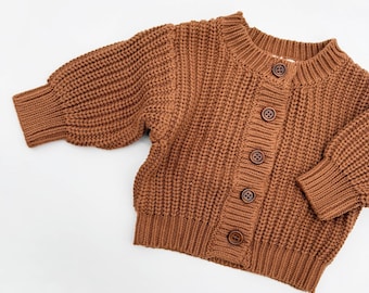 Baby Knitted Brown Cardigan Sweater | Theo