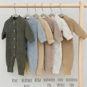 Baby Knit Jumpsuit Buttoned Outfit | Combo Options| Beanie booties Jumper| Coco-Speckle MEKO image 8