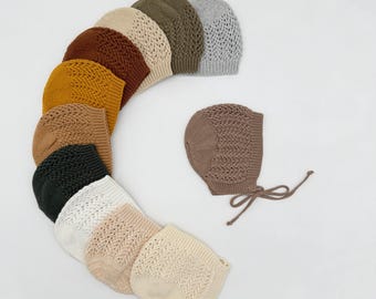 Knit baby bonnet| cotton crotchet look hat | Jordan knitted