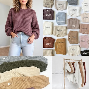 Chunky Knitted Adult  Woman's Sweater | Braided Cotton Oversized Relaxed LADIES Sweater