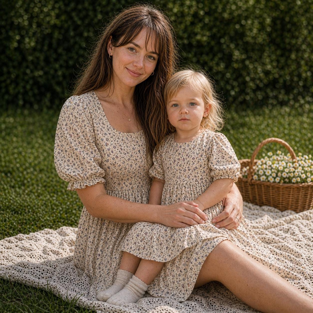 Cottagecore Floral Dress Mama and Daughter Sizes | Puff Sleeve With Back Bow