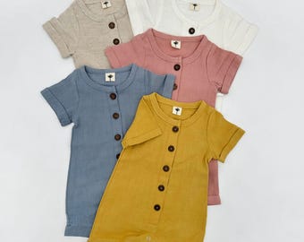 Baby Summer Romper Boys Girls |  Muslin Cotton Buttoned one piece | Bobby