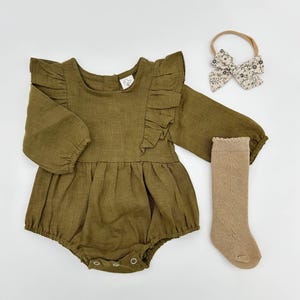 olive green infant dress Georgina Girls Dress - Olive Green main image 0