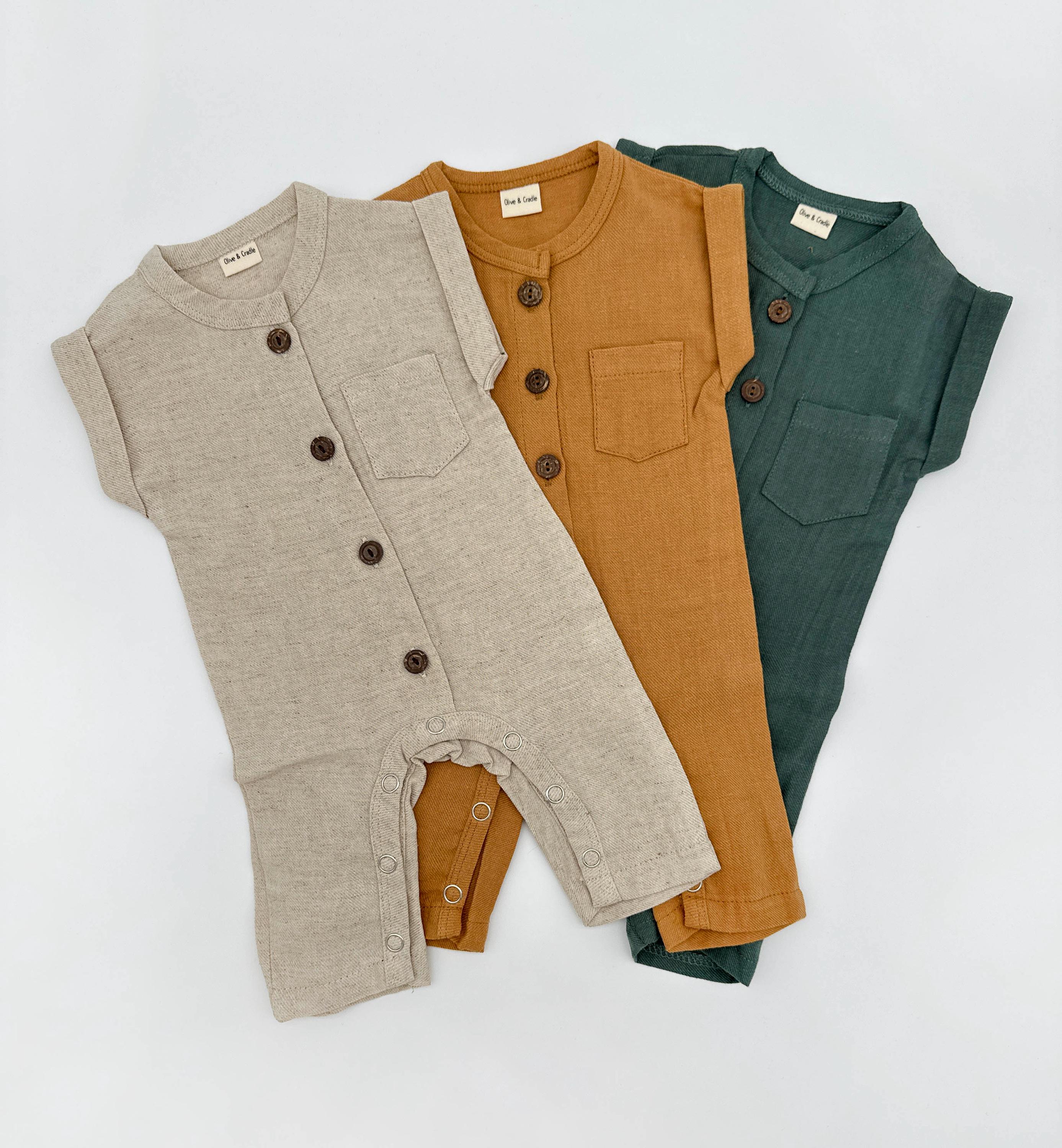 Baby Summer Romper Boys Girls |  Muslin Cotton Buttoned one piece | Sami Jumper