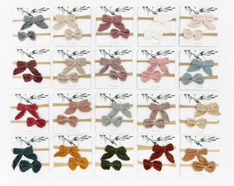 Baby Girl Crochet handmade knit style Headband bows 2pc set