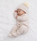Baby Knit Jumper full buttoned newborn classic romper | MILA oatmilk