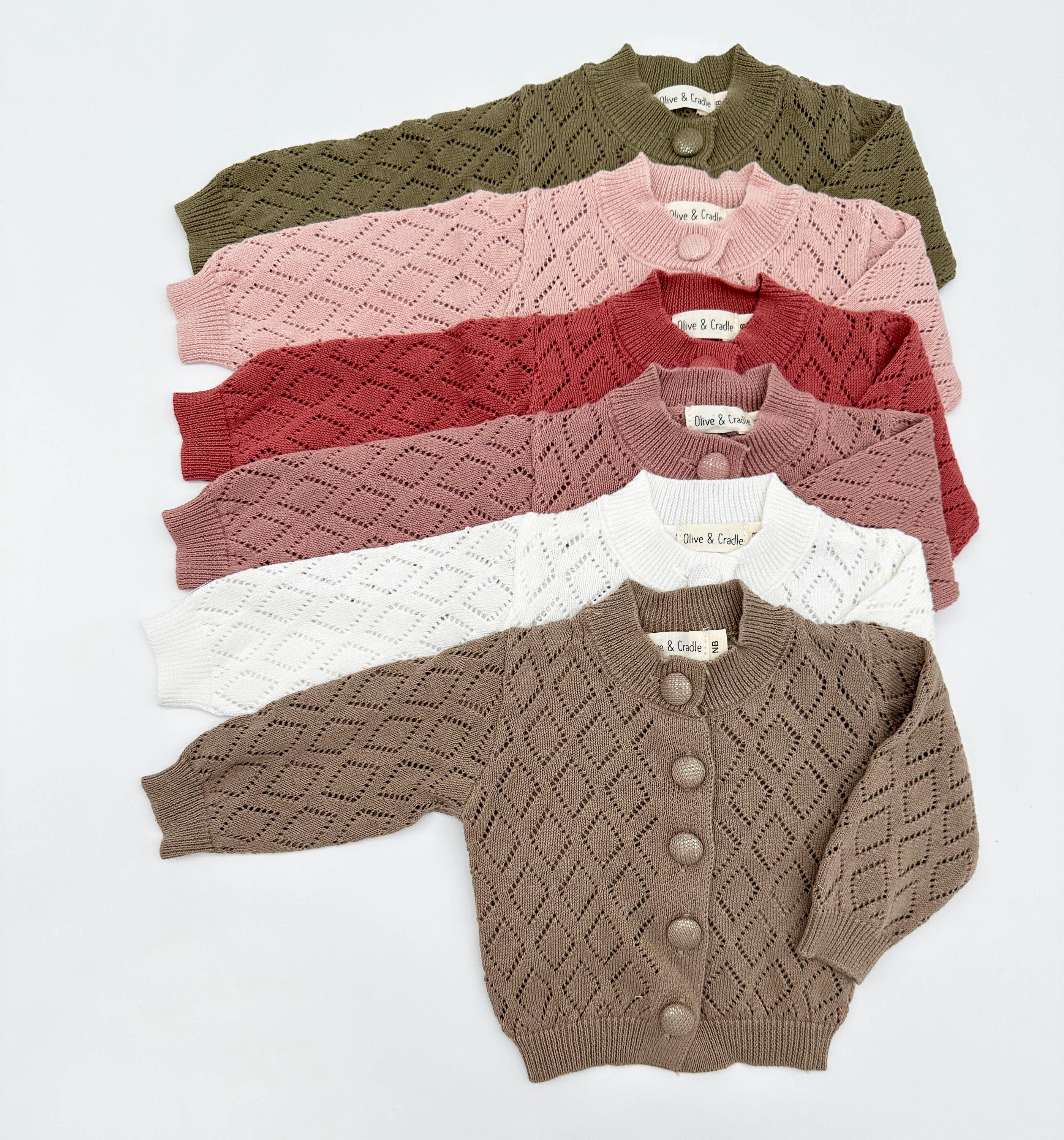 Diamond Knit Baby Cardigan | Cotton cardigan Ellanor