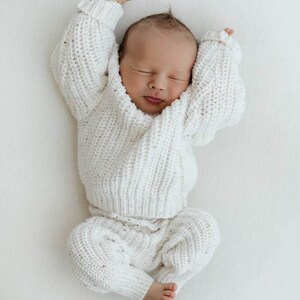 Baby Kids knitted outfit | Chunky Knit Sweater + Pants | 2pc SET image 2