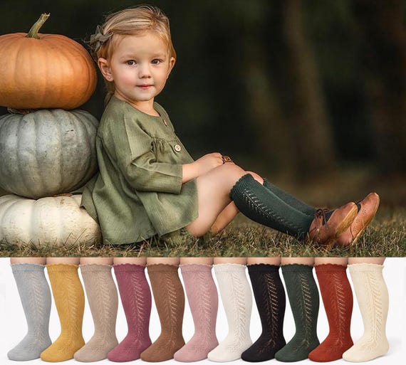Cotton Blend Baby Knee High Socks | Open Lace Side Design French