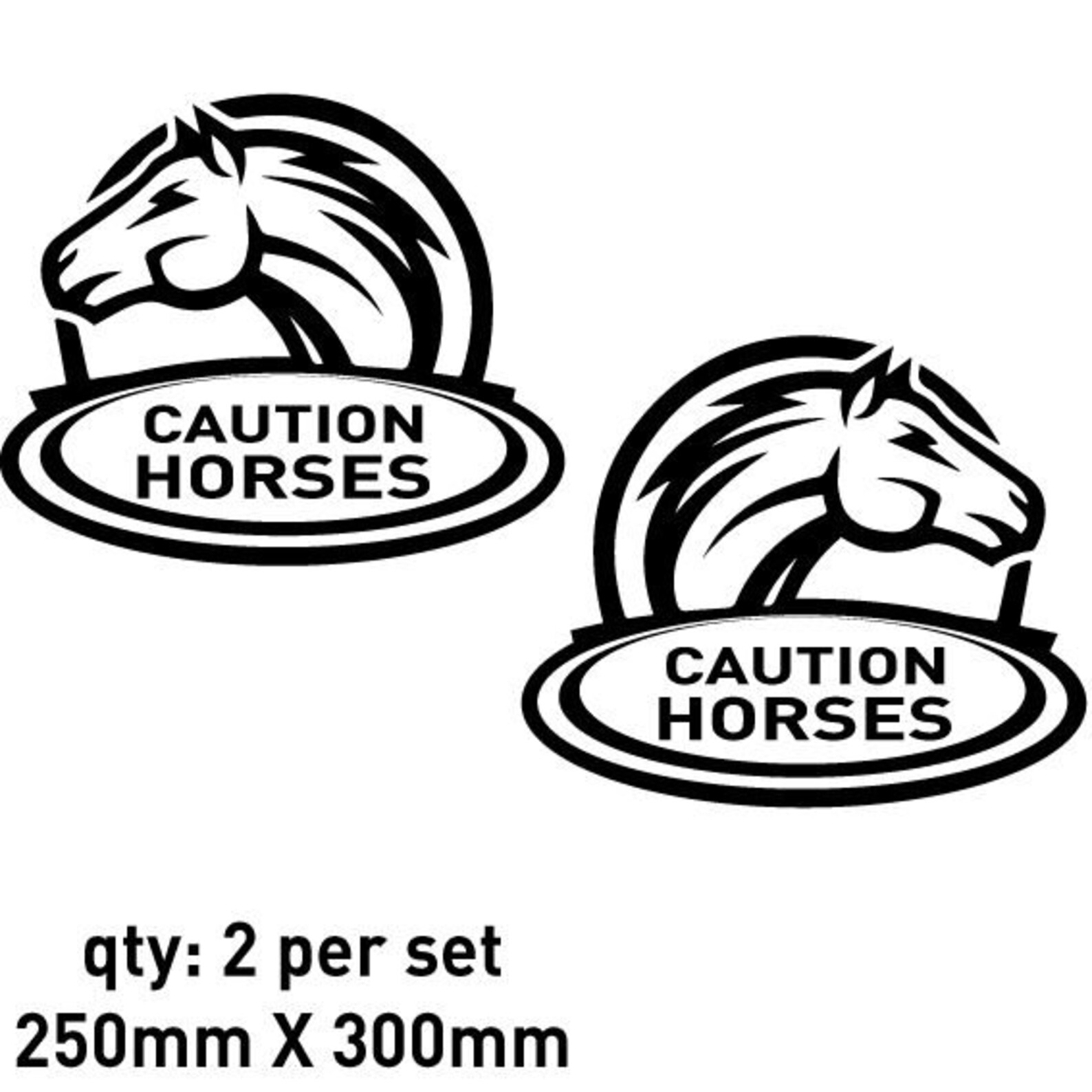 2 Piece Caution Horses Horse Float Decal Sticker Etsy