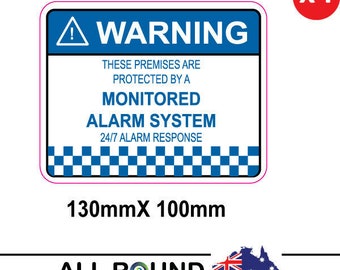 4 x alarm system monitored warning security stickers 130mm x 100mm