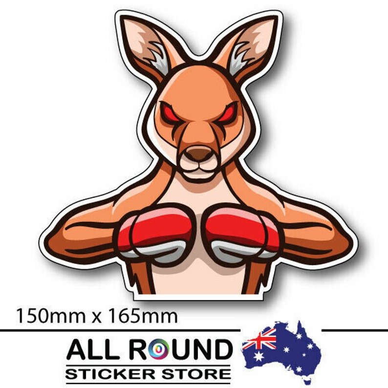 Funny boxing kangaroo bumper sticker for car , laptop, fridge, window, toolbox, image 1