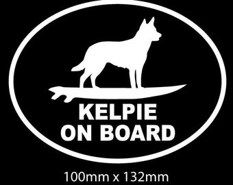 Kelpie-dog-on-board-dog-on-surfboard-car-sticker-white-window-sticker