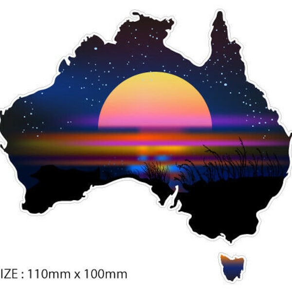 Australian-map-sticker-decal-rv-motorhome,-4x4,-caravan,-dark blue and sun