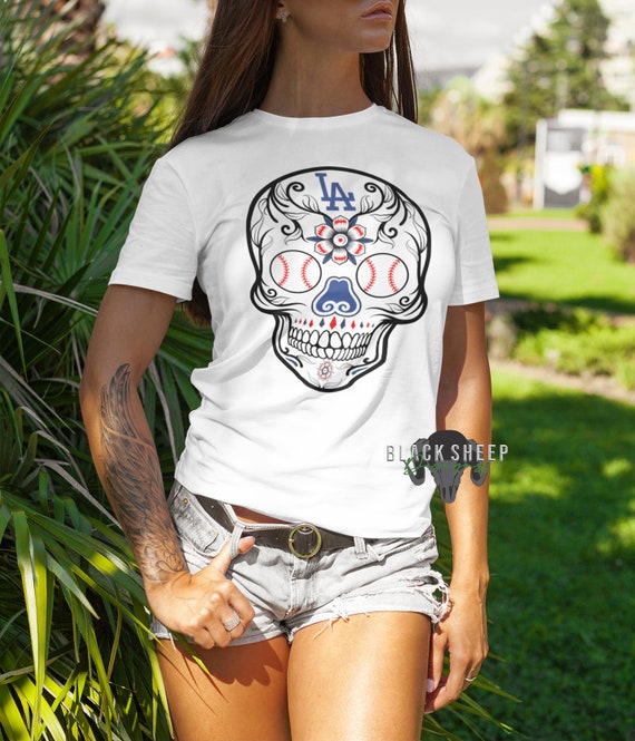 Los angeles dodgers Skull Graphic T-Shirt sports fan t-shirts mens
