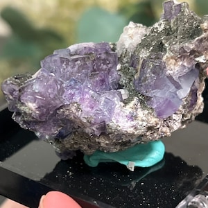 YGX Cubic Bicolor Fluorite Specimen with Epidote