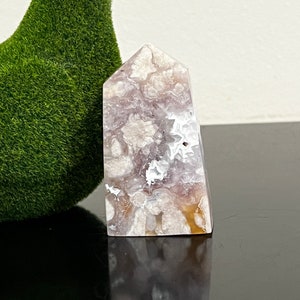 Pink Amethyst with Flower Agate Tower with Druzy