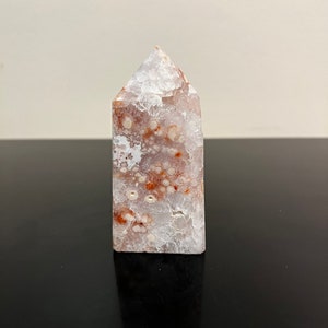 Pink Amethyst with Flower Agate and Carnelian Tower with Druzy