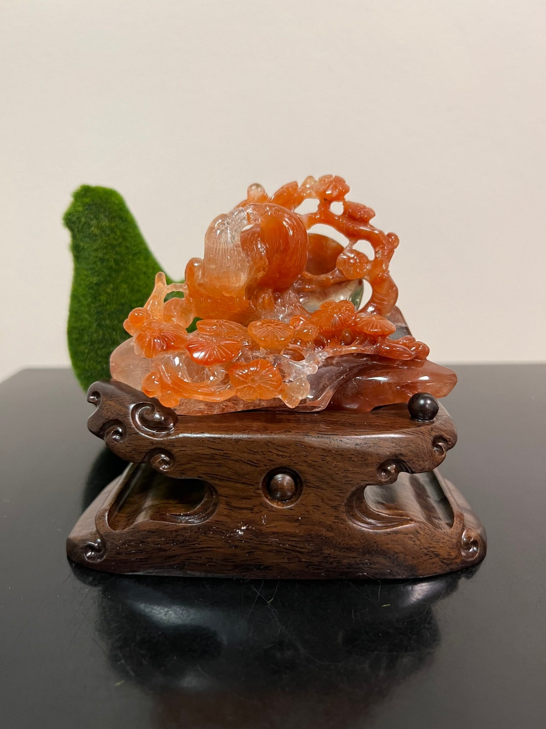 Red Rutile Crystal Bird Carving | Red Rabbit Hair Quartz Bird and ...