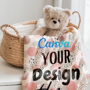 Baby Blanket Mockup: Plush Velveteen Blanket PSD, PNG (Digital Download)