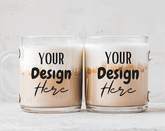 Glass Mug Mockup PSD: 11oz & 15oz Canva Mockup Bundle (Digital Download)