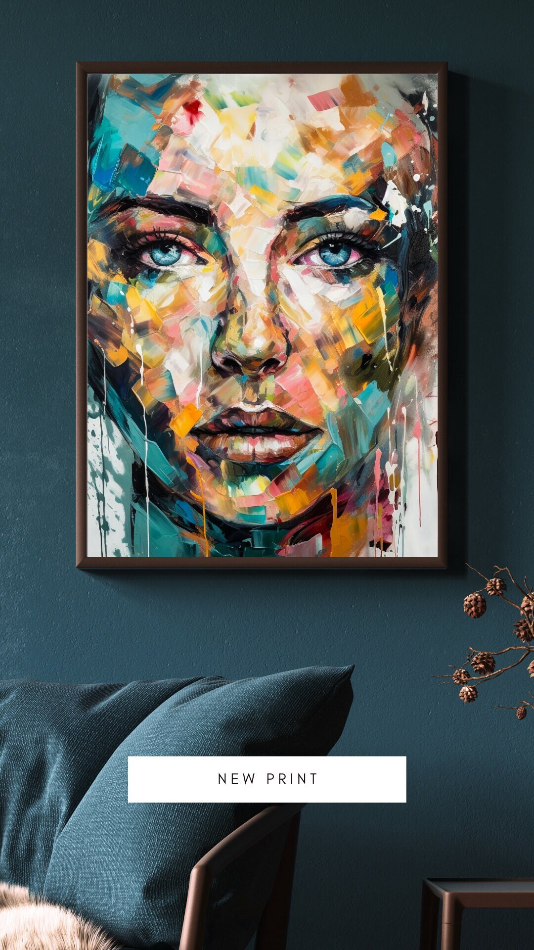 Modern Green Abstract Art Singulart Modern Abstract Face Art Modern