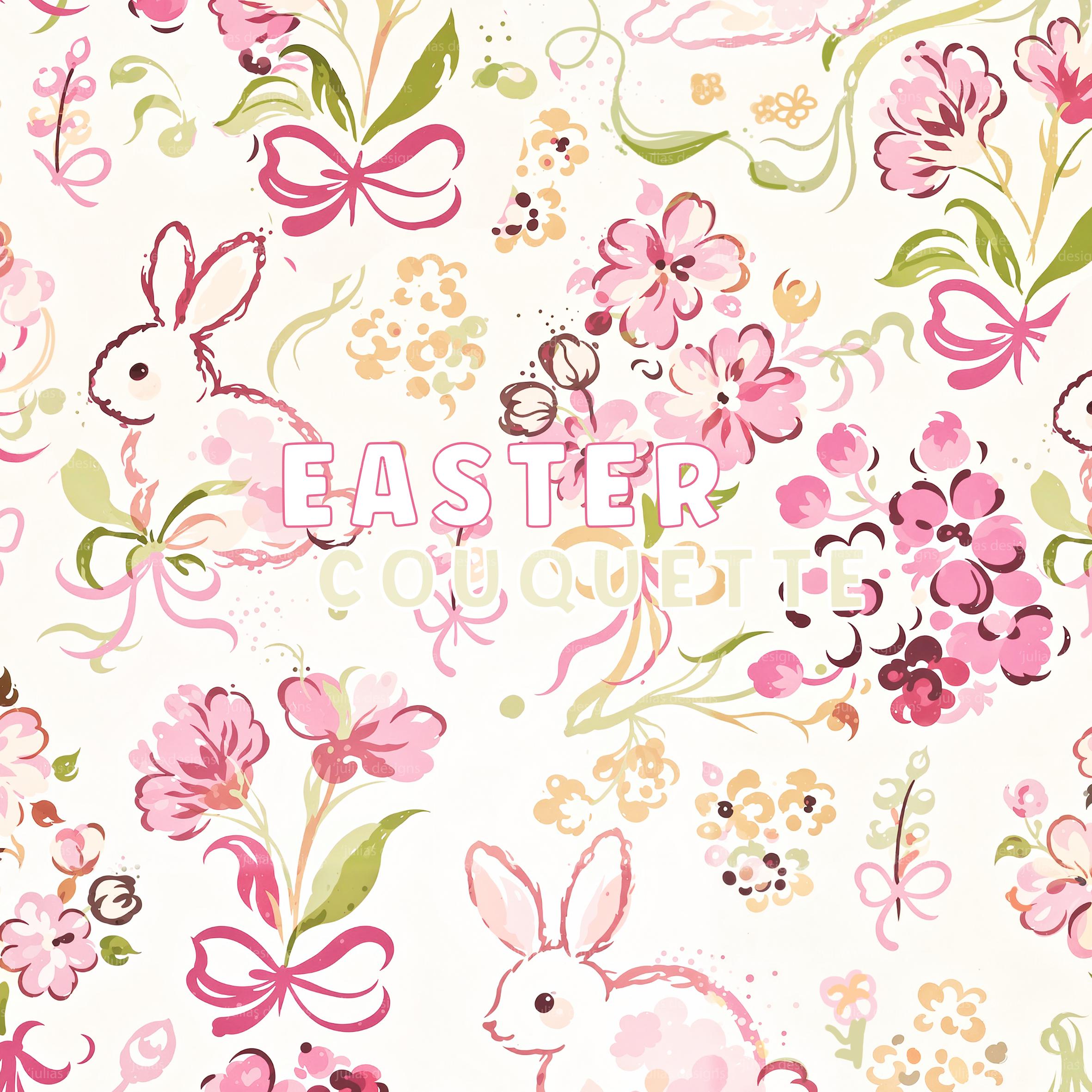 Pink Coquette Pattern Easter Bow Seamless Pattern Floral Digital Papers ...