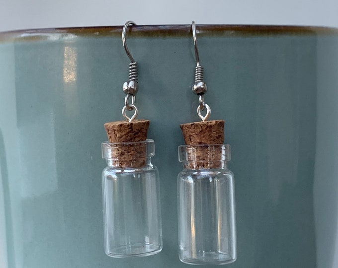 DIY Glass Bottle Earring Sets Fillable Empty Mini Wishing Jar Glass