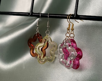 1 pair random colour earrings, white or gold earrings, mystery earrings, random earrings, preppy earrings, flower earrings, aesthetic,