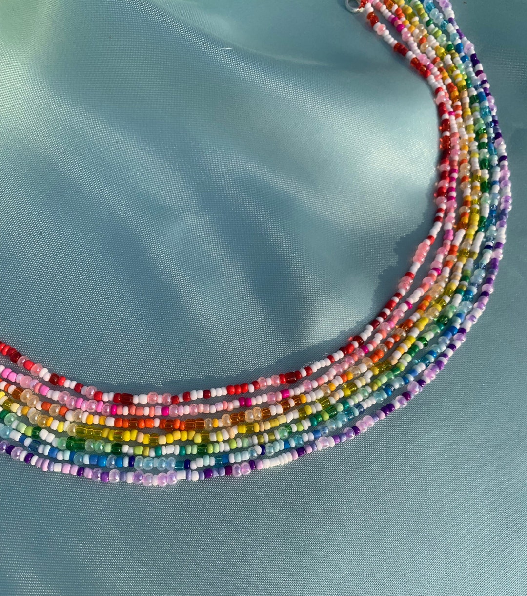 Custom Beaded Necklace Rainbow Beaded Necklace Seed Bead Etsy