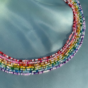 Custom beaded necklace, rainbow beaded necklace, seed bead necklace, multicolor beaded necklace, rainbow necklace, colourful beaded necklace