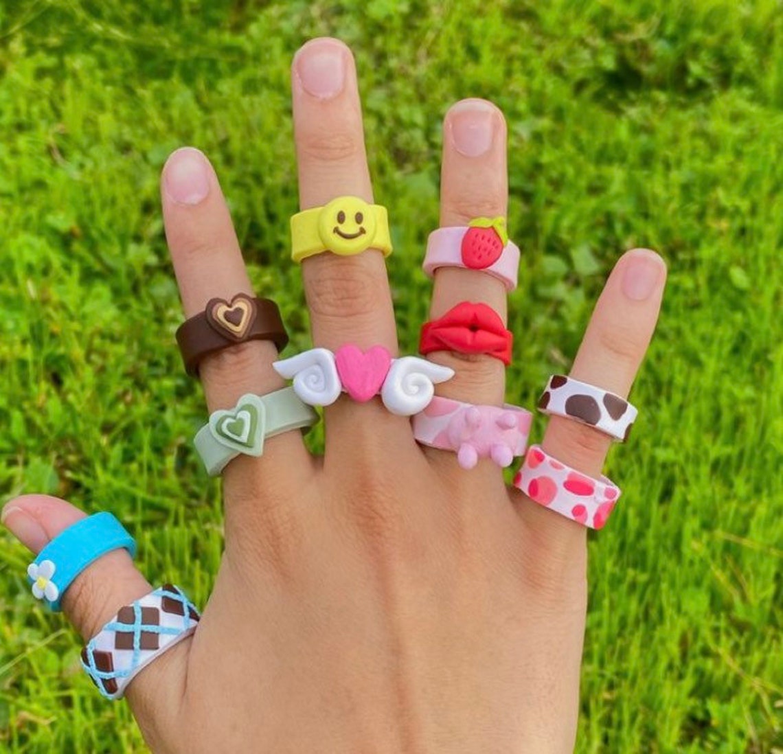Custom Aesthetic Y2K Chuncky Clay Rings Handmade Etsy