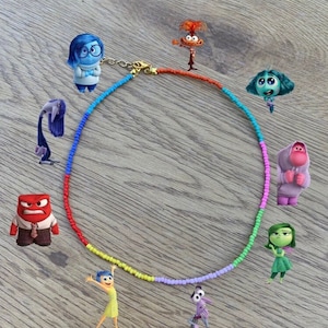 Inside Out 2 Emotions Beaded Necklace, Movie Inspired Jewelry, Joy Sadness Disgust Anger Fear Anxiety Envy Ennui Embarrassment, Inside Out 2