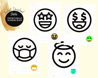 emoji coloring pages etsy