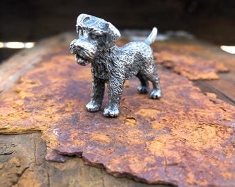 Pewter  Puppy Schnauzer Figurine