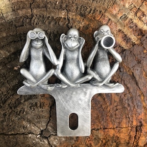 Monkey See No Evil,Hear No Evil, Speak NO Evil License Plate Topper