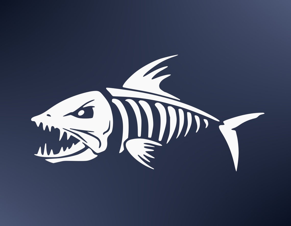 Skeletal Fish Die Cut Vinyl Decal for Car, Truck, Boat, Laptop, Window ...