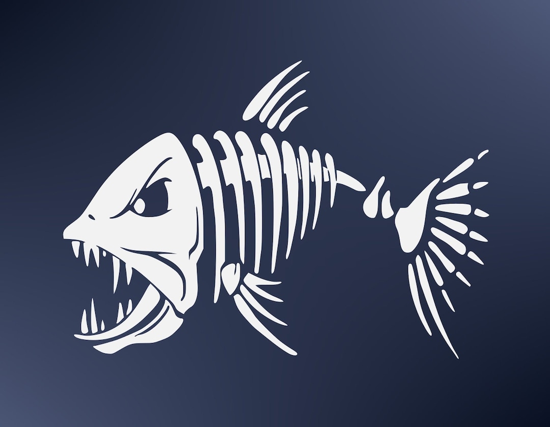 Skeleton Bone Fish Vinyl Decal Sticker Set - Custom For Car Window, Boat, Motorcycle, Oracal Material
