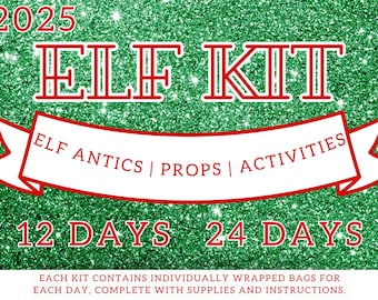24 Day Elf Kit | Elf Accessories | Elf Arrival | Elf Props | Elf Activities | Elf Pranks | Elf Mischief Kit | Christmas Activity | Elf Ideas