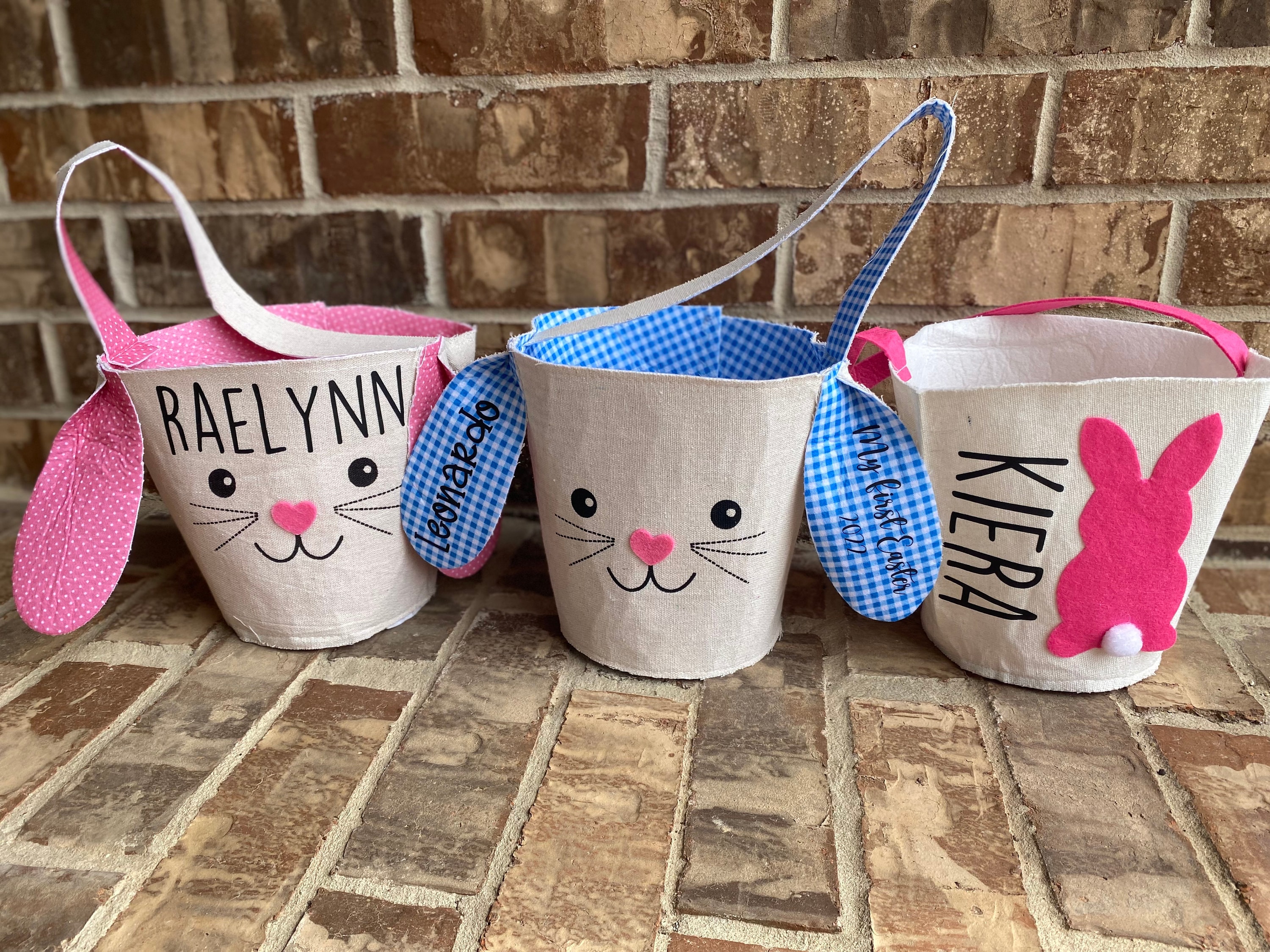 Personalized Bunny Easter Basket Easter Basket With Ears Etsy