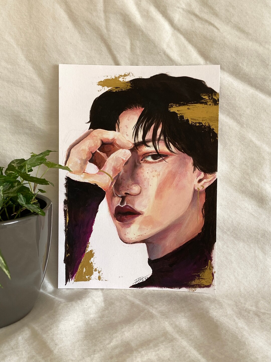 Original the Glance Oil Color Drawing A5 21cm X 14,8 Cm Laashart Etsy