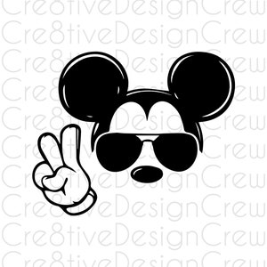 Signo de la paz de Mickey SVG, Paz de ratón, Gafas, Archivo digital, Cricut, Silueta