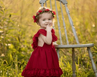 NELLIE RUFFLE MAXI Dress- Scarlet Red