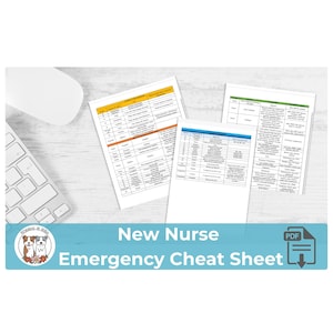 Cheatsheet voor nieuwe noodgevallen verpleegkundige | RRT-beknopte referentie afdrukbaar | Digitale download voor verpleegschool
